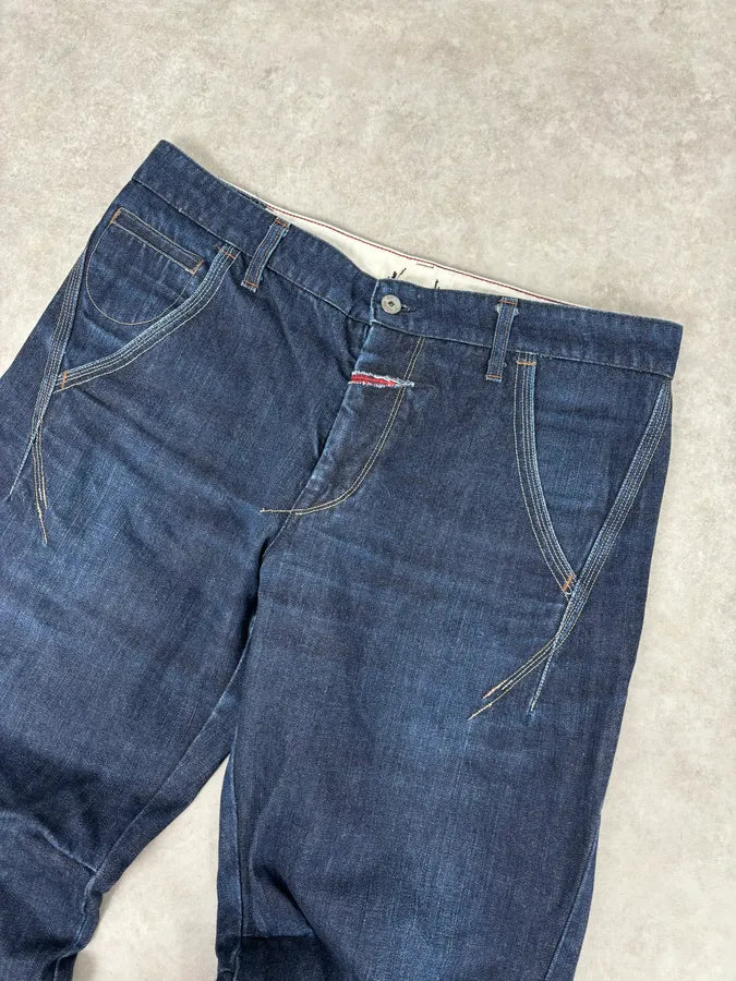 2000s Marithé + François Girbaud Navy Denim Zip-Pocket Jeans ZNvzKwn 4