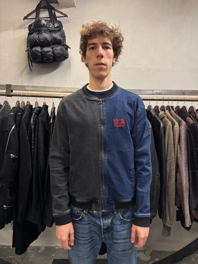 1990s Marithé + François Girbaud Navy Grey Two Tone Denim Jacket bxnbBsc 1