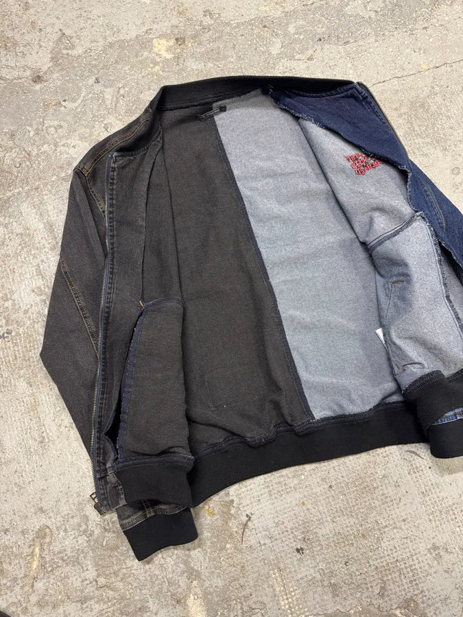 1990s Marithé + François Girbaud Navy Grey Two Tone Denim Jacket bxnbBsc 10