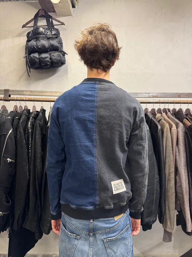 1990s Marithé + François Girbaud Navy Grey Two Tone Denim Jacket bxnbBsc 2