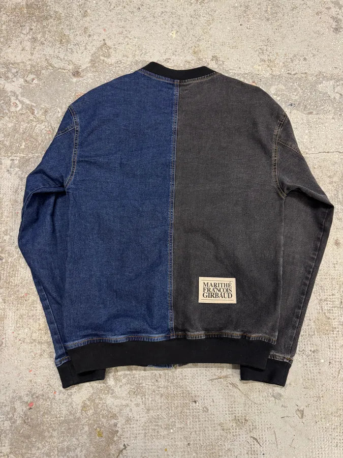 1990s Marithé + François Girbaud Navy Grey Two Tone Denim Jacket bxnbBsc 4