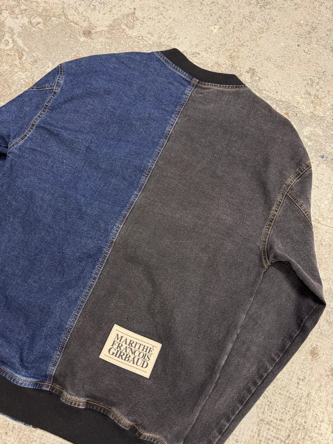 1990s Marithé + François Girbaud Navy Grey Two Tone Denim Jacket bxnbBsc 6