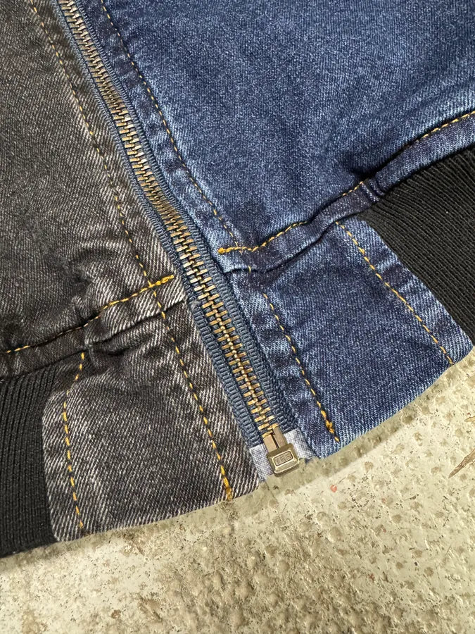 1990s Marithé + François Girbaud Navy Grey Two Tone Denim Jacket bxnbBsc 8