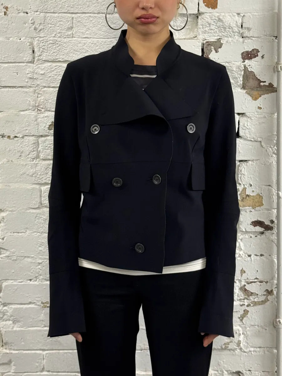 1990s Marithé + François Girbaud Oversized Collar Black Blazer rdvJvcj 1