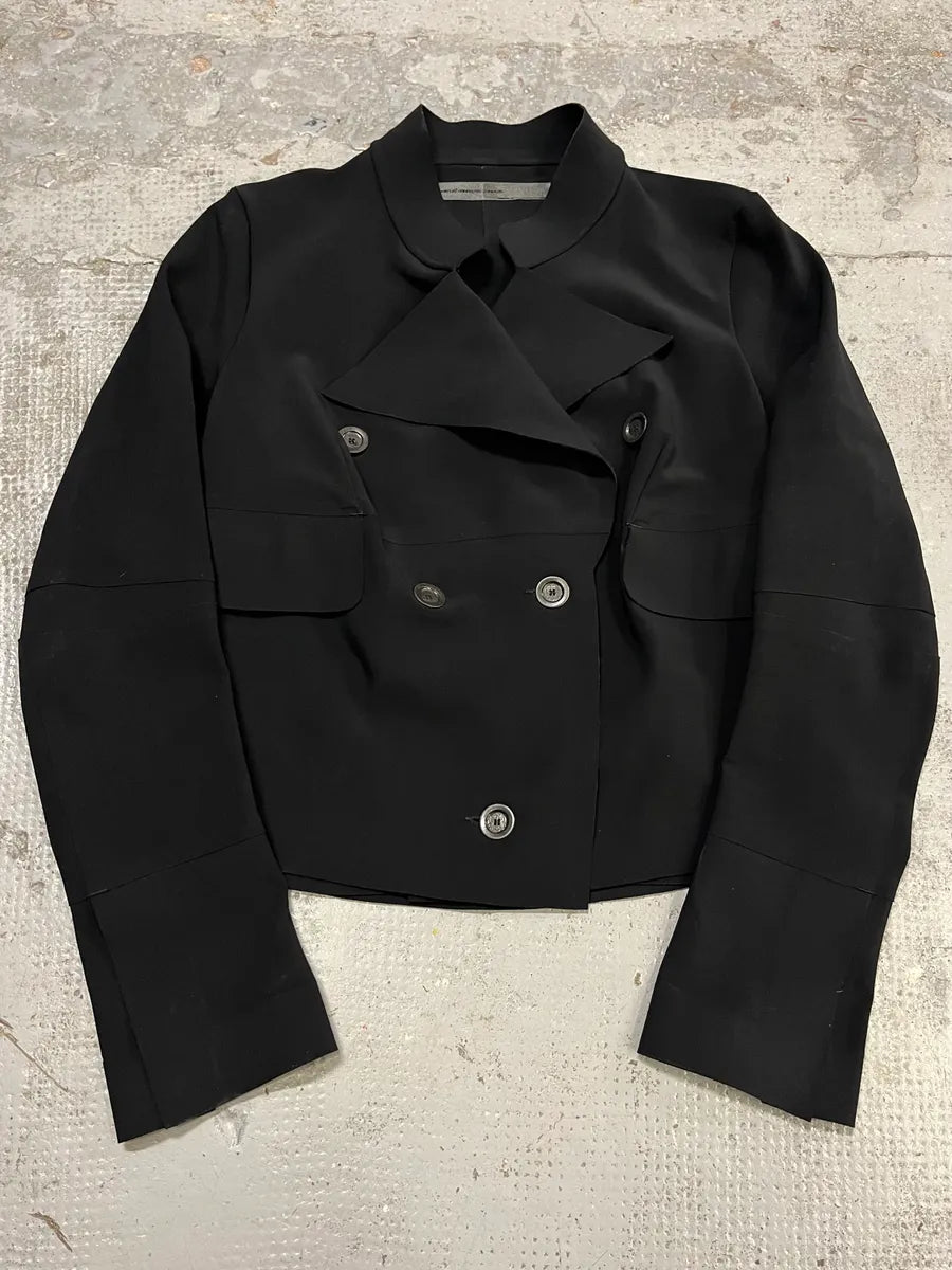 1990s Marithé + François Girbaud Oversized Collar Black Blazer rdvJvcj 3