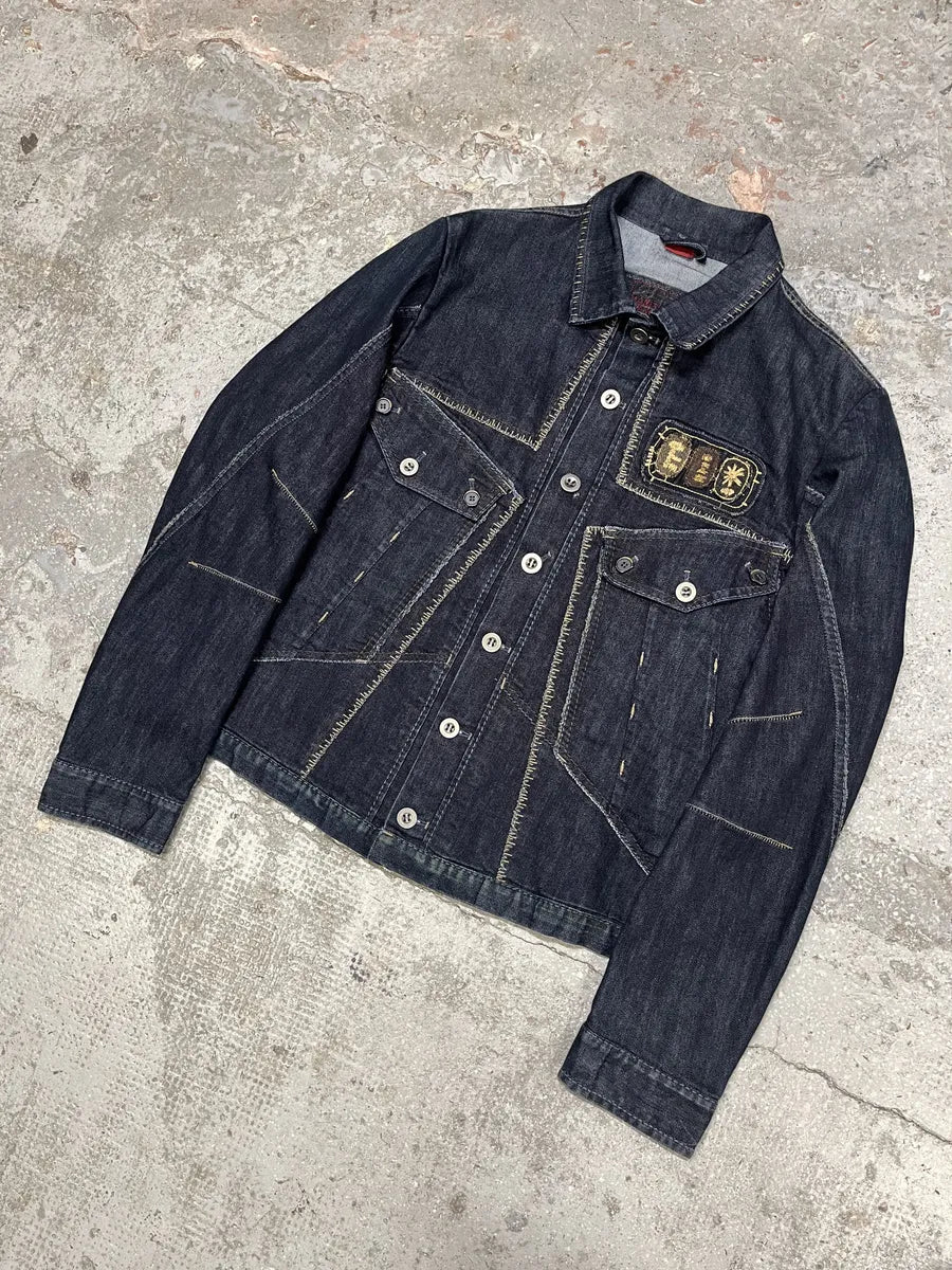 AW2007 Marithé + François Girbaud Patch Brut Denim Jacket SYqtIhI 5