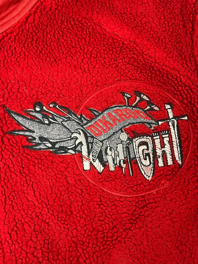 1990s Marithé + François Girbaud Red Fleece Embroidered Zip Jacket HQOELrU 8