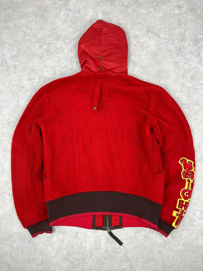 1990s Marithé + François Girbaud Red Fleece Embroidered Zip Jacket HQOELrU 5