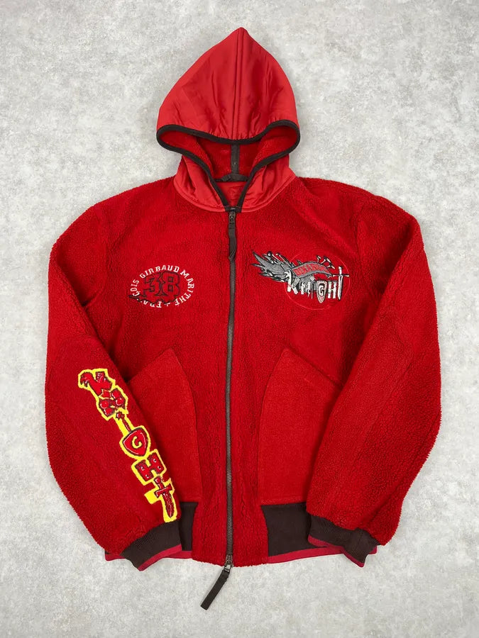 ジャケット・アウター 1990s marithe francois girbaud 1990s Marithé + François Girbaud Red Fleece Embroidered Zip Jacket
