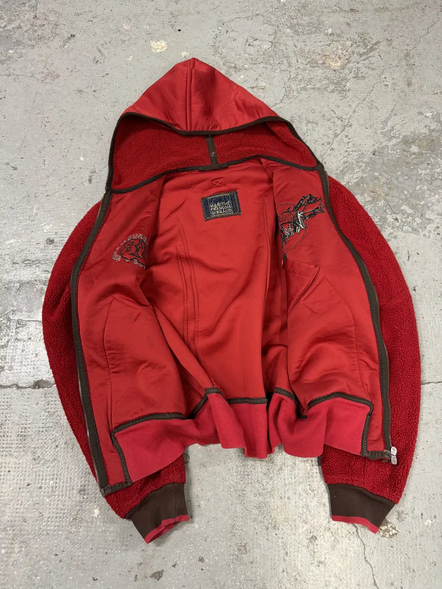 1990s Marithé + François Girbaud Red Fleece Sweatshirt kefLjMi 4