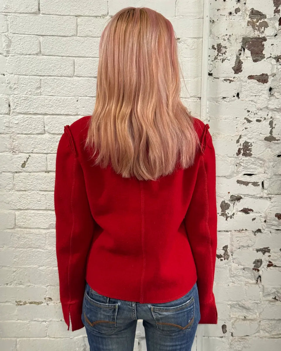 1990s Marithé + François Girbaud Red Wool Scalloped Collar Jacket chMRgkH 2