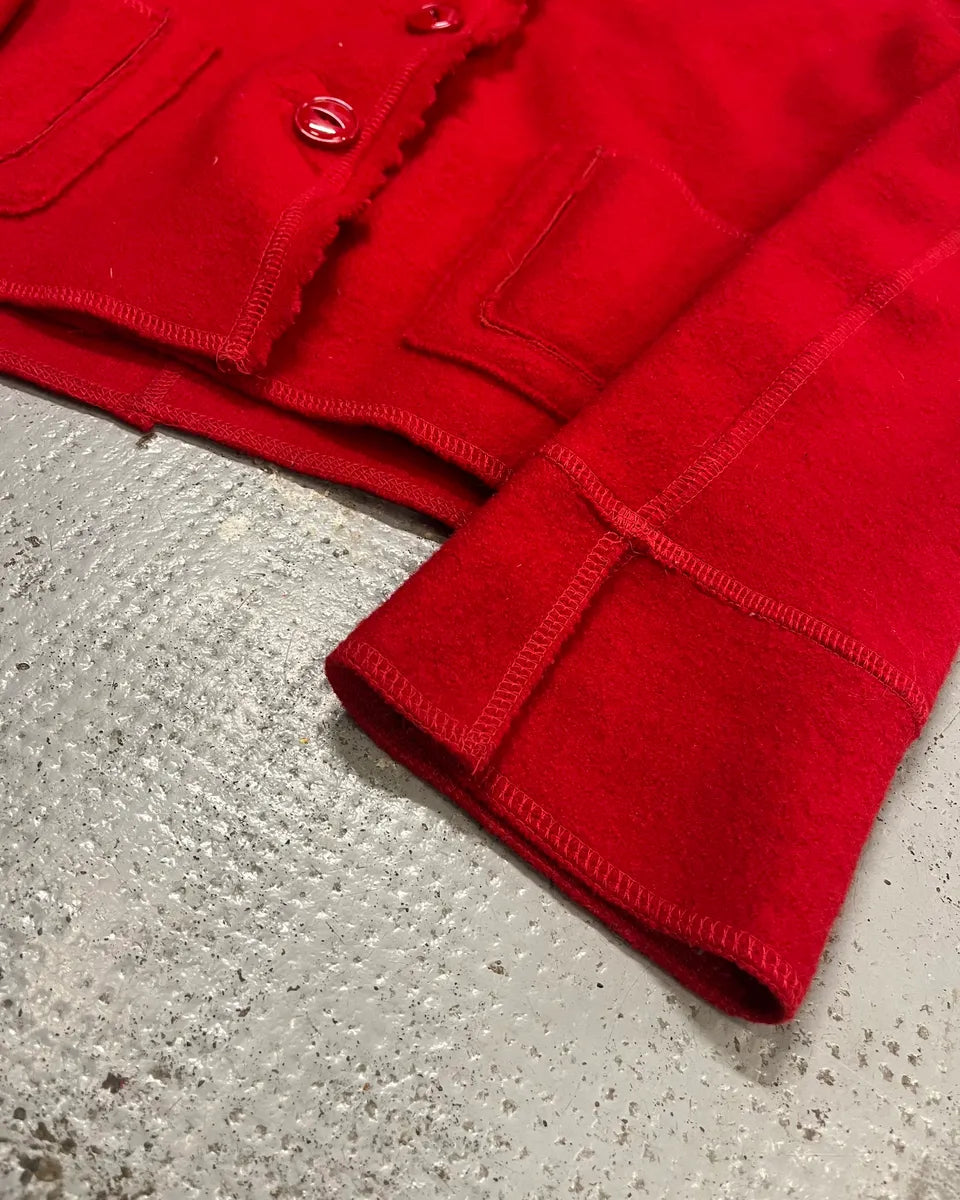 1990s Marithé + François Girbaud Red Wool Scalloped Collar Jacket chMRgkH 5