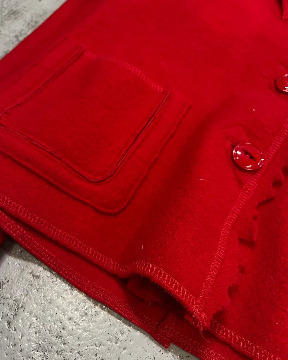 1990s Marithé + François Girbaud Red Wool Scalloped Collar Jacket chMRgkH 6