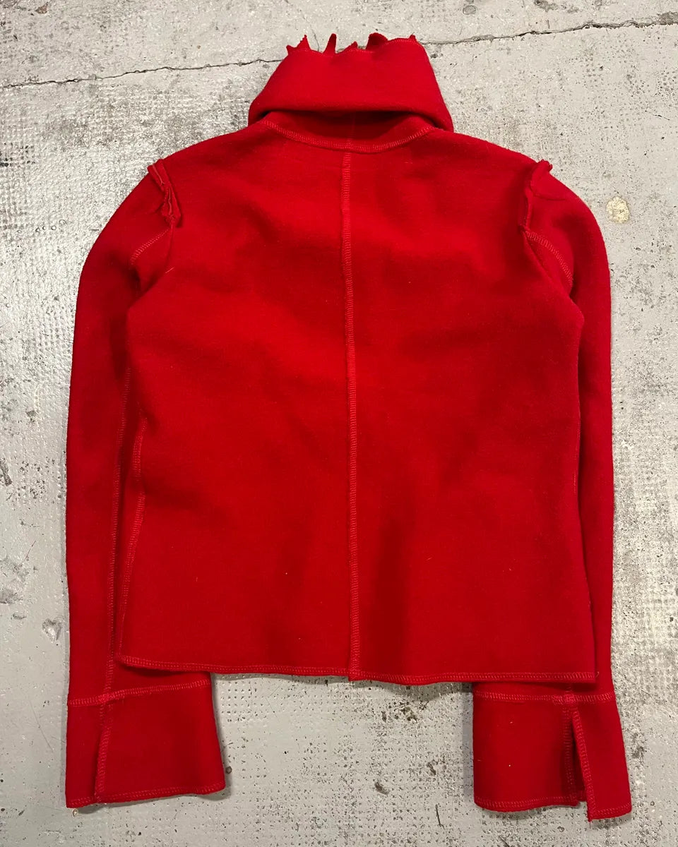 1990s Marithé + François Girbaud Red Wool Scalloped Collar Jacket chMRgkH 7