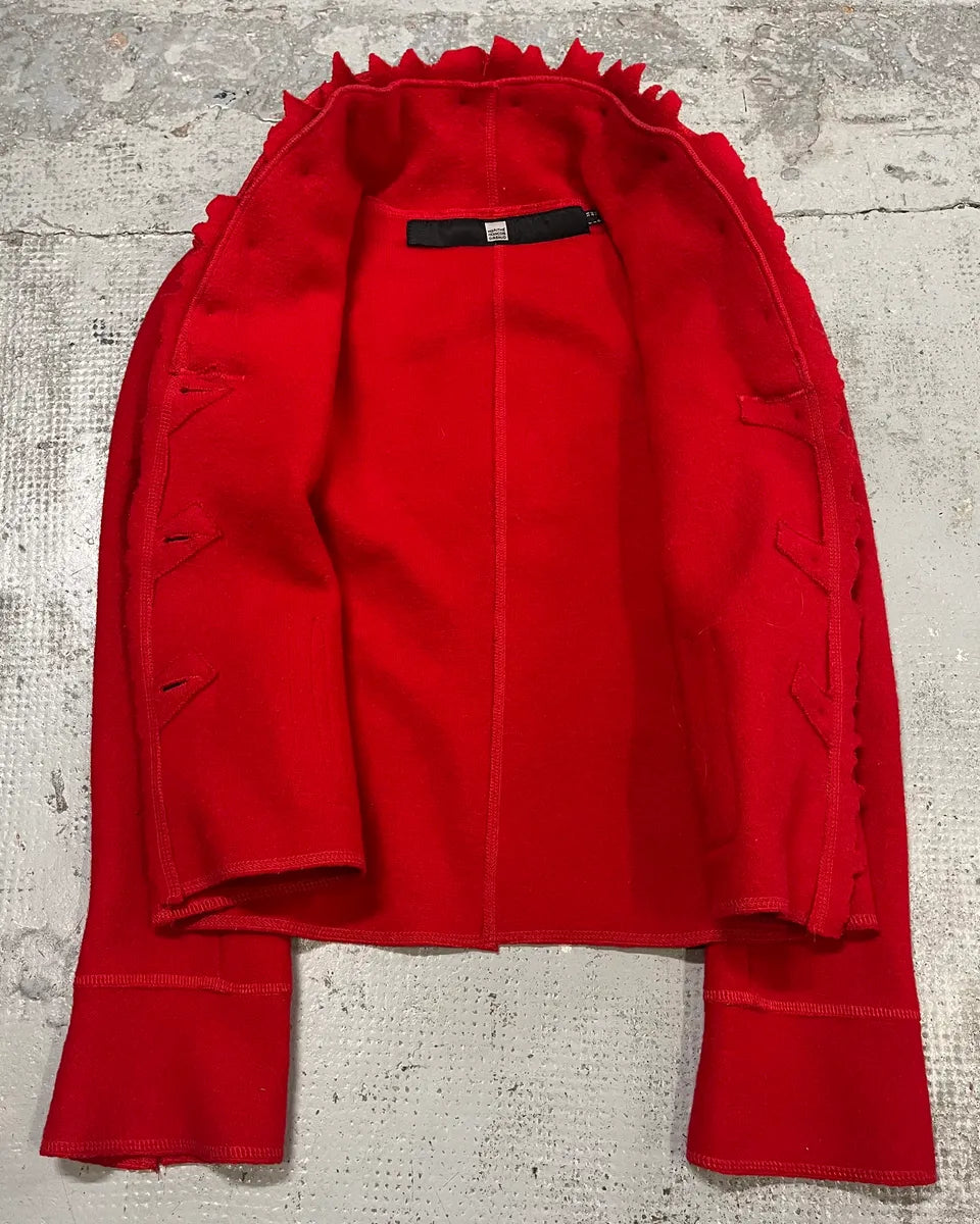 1990s Marithé + François Girbaud Red Wool Scalloped Collar Jacket chMRgkH 8