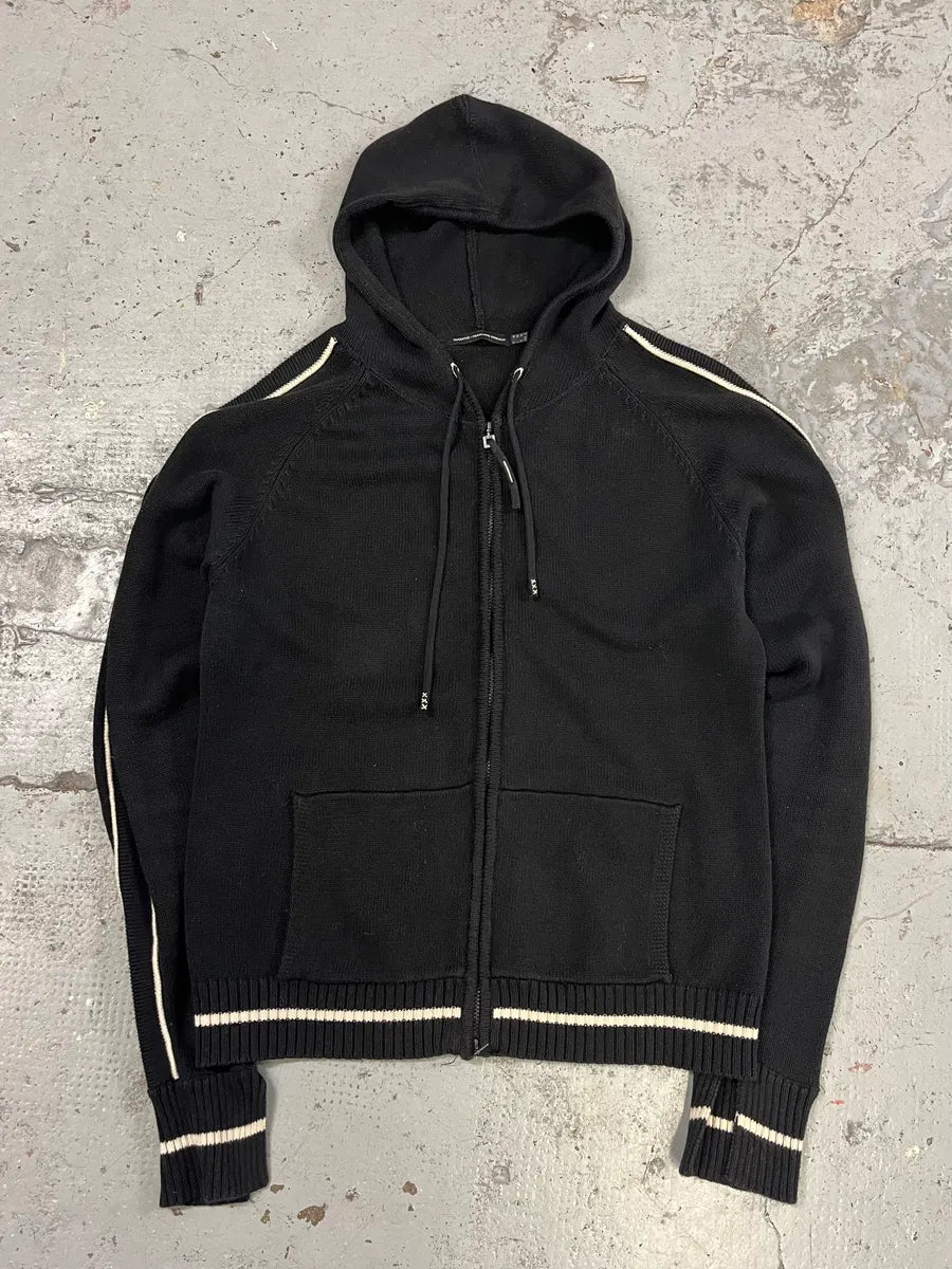 1990s Marithé + François Girbaud Signature Black & White Zip-up Hoodie QurtRmK 0