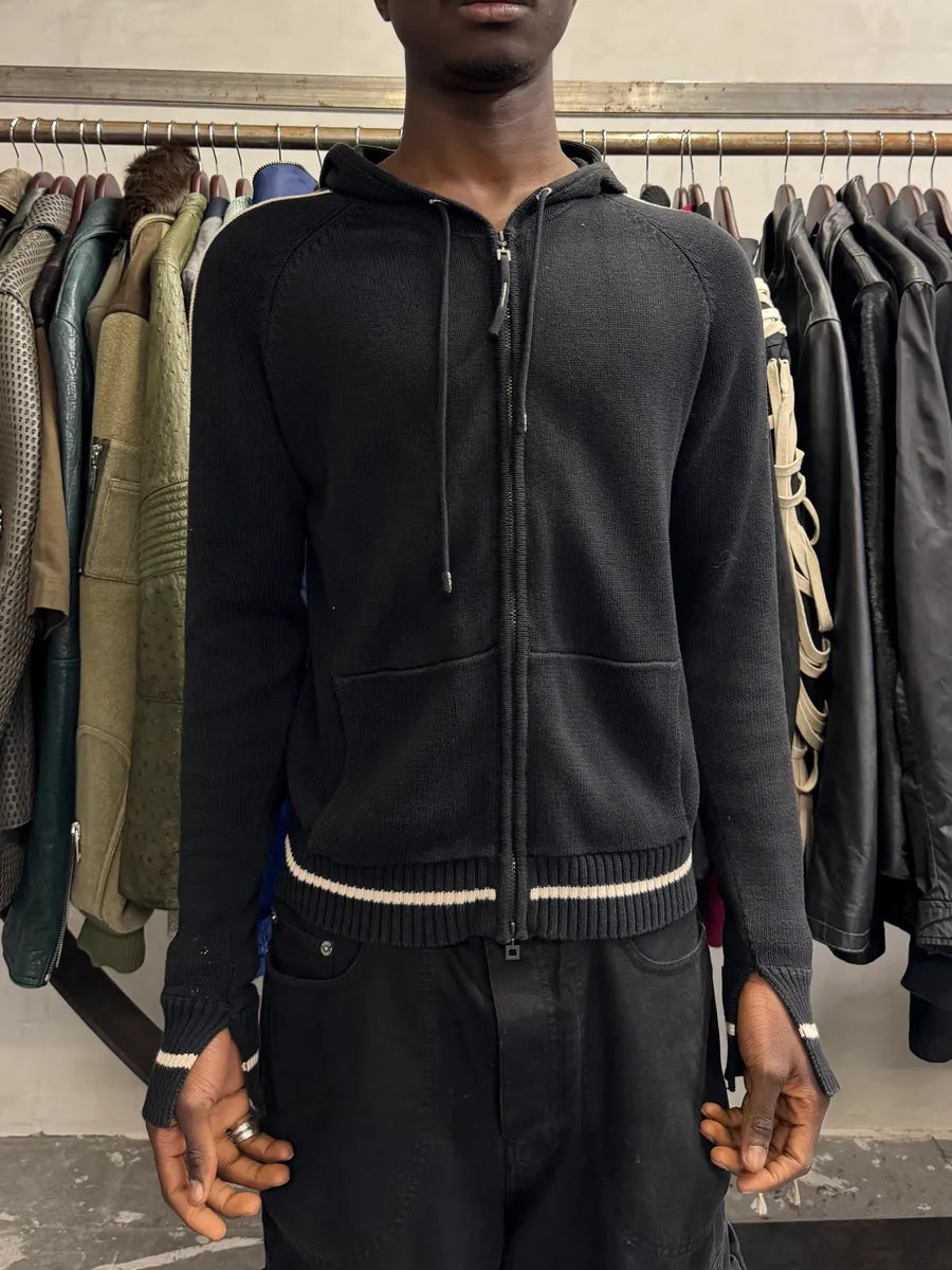 1990s Marithé + François Girbaud Signature Black & White Zip-up Hoodie QurtRmK 1