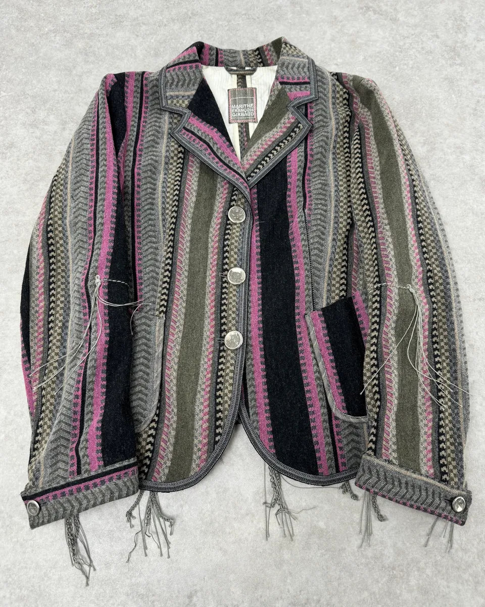 1990s Marithé + François Girbaud Striped Blazer Jacket WmBApmr 0