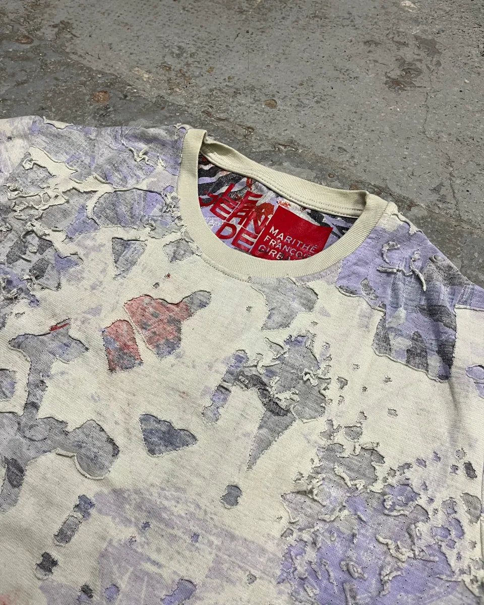 1990s Marithé & François Girbaud White & Purple Distressed T-Shirt GRUXzgd 4