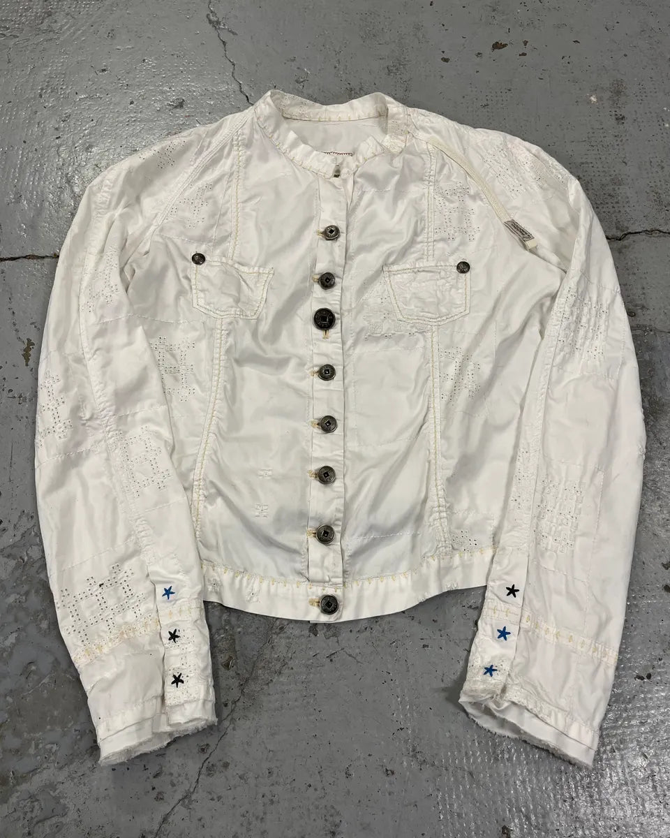 1990s Marithé + François Girbaud White Eyelet Embroidered Shirt gfCFVEE 0