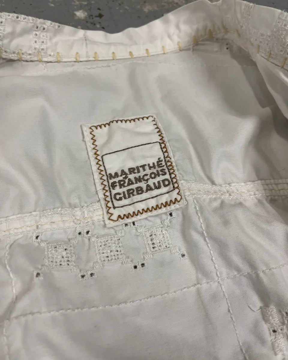1990s Marithé + François Girbaud White Eyelet Embroidered Shirt gfCFVEE 8