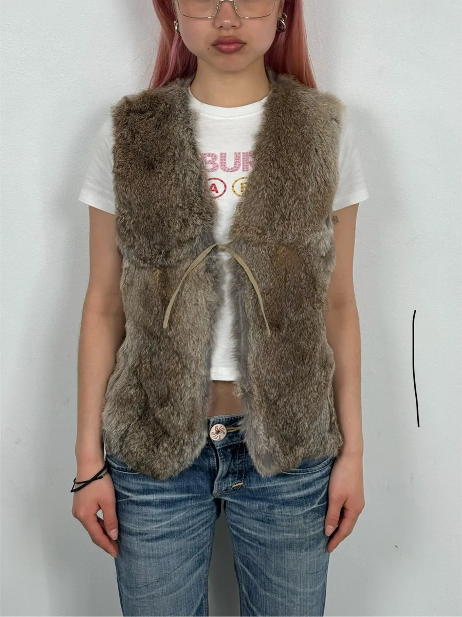 1990s Closed Brown Cozy Fur Vest  dqrEGbk 1