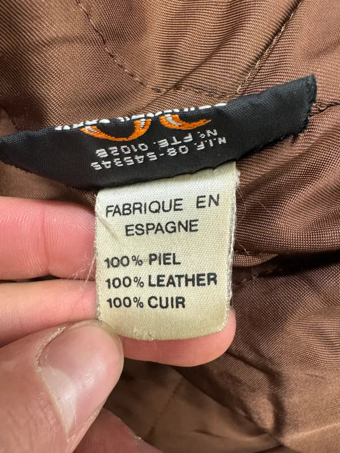 1990s Marithé + François Girbaud x Les Millésimes Brown Grained Leather Bomber Jacket (L) 10