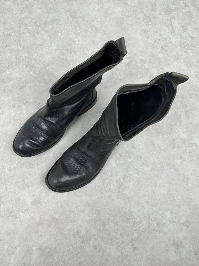 2000s Marithé & François Girbaud Black Faded Leather Chelsea Boots xRZwkAJ 5