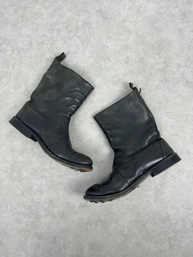 2000s Marithé & François Girbaud Black Faded Leather Chelsea Boots xRZwkAJ 8