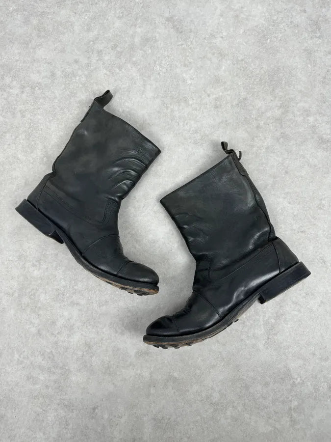 2000s Marithé & François Girbaud Black Faded Leather Chelsea Boots xRZwkAJ 6