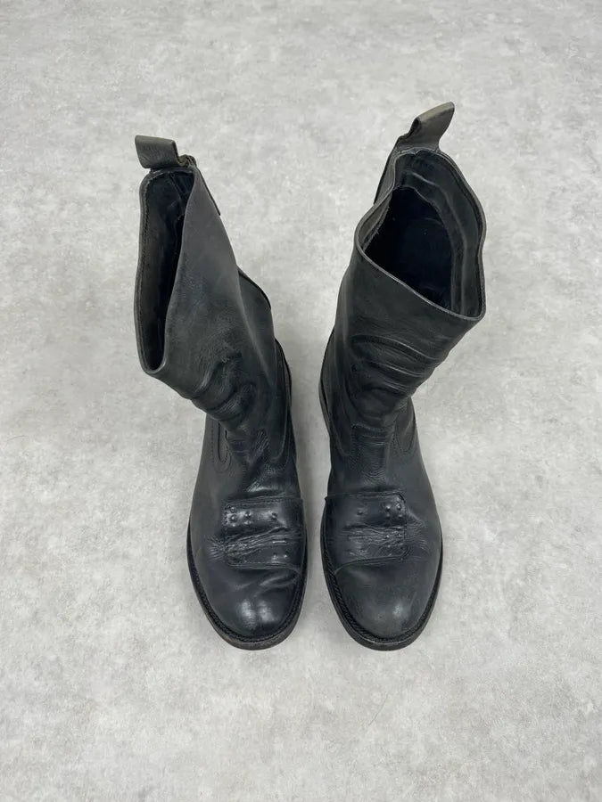 2000s Marithé & François Girbaud Black Faded Leather Chelsea Boots xRZwkAJ 4