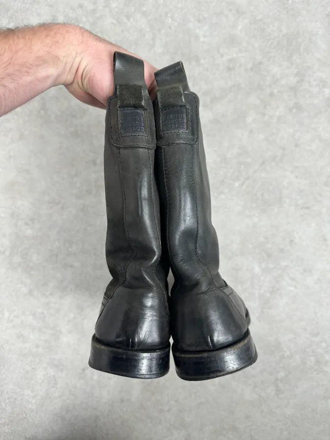 2000s Marithé & François Girbaud Black Faded Leather Chelsea Boots xRZwkAJ 9
