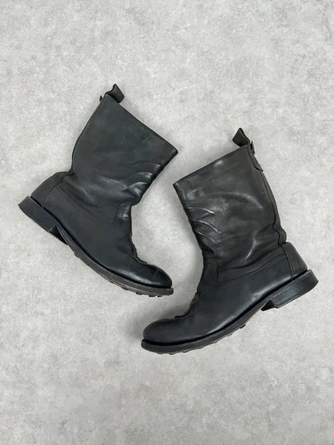 2000s Marithé & François Girbaud Black Faded Leather Chelsea Boots xRZwkAJ 7