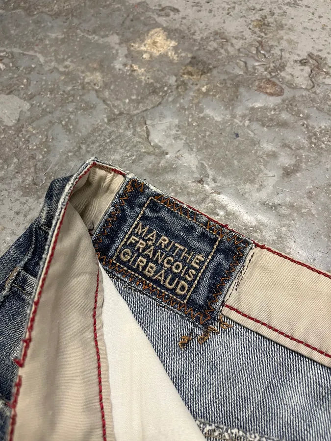 1990s Marithé et François Girbaud Blue Denim Distressed Jeans TkKBygt 11