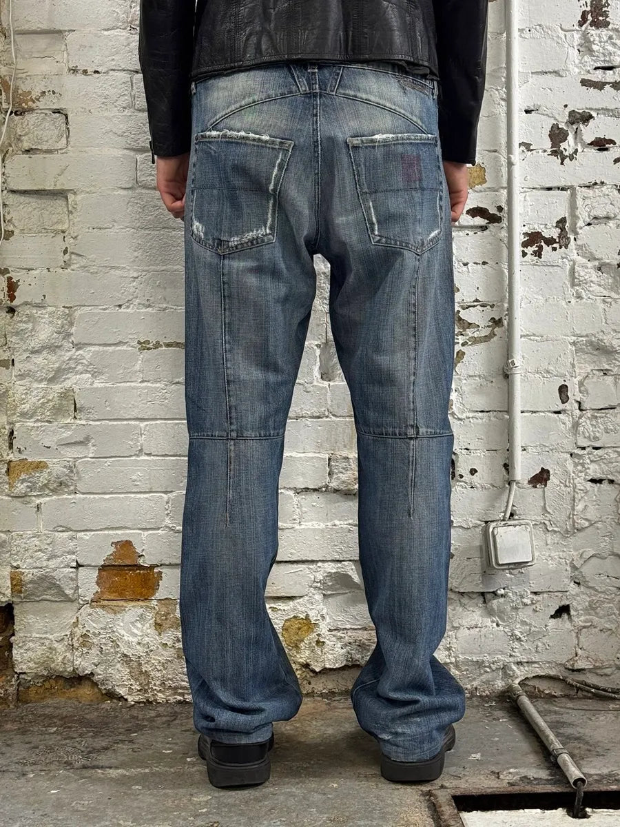 1990s Marithé et François Girbaud Blue Denim Distressed Jeans TkKBygt 2