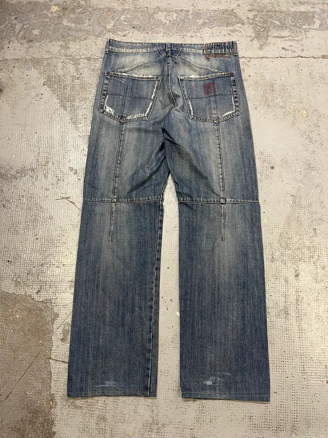 1990s Marithé et François Girbaud Blue Denim Distressed Jeans TkKBygt 4