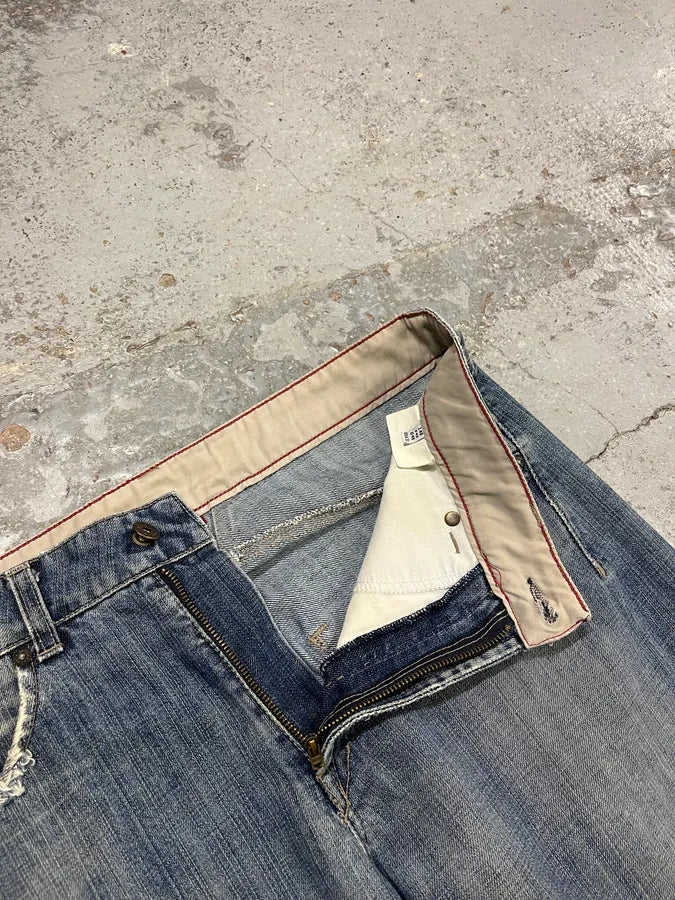 1990s Marithé et François Girbaud Blue Denim Distressed Jeans TkKBygt 9