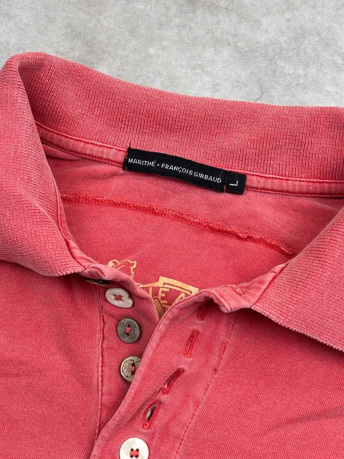1990s Marithé & François Girbaud Coral Embroidered Polo risqjbV 7