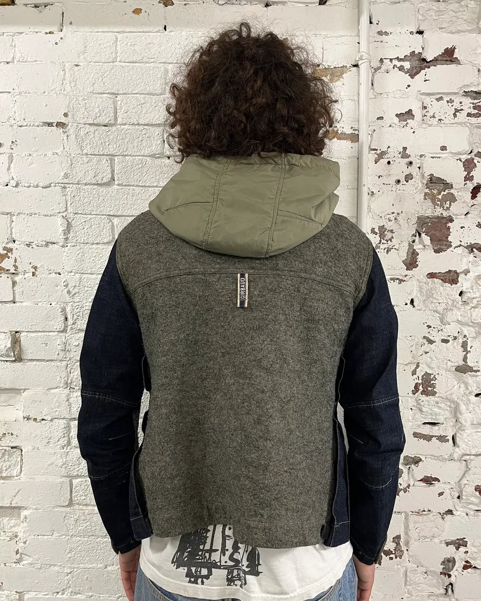 1990s Marithé et François Girbaud Khaki Wool & Denim Sleeves Jacket  ujgayOS 2