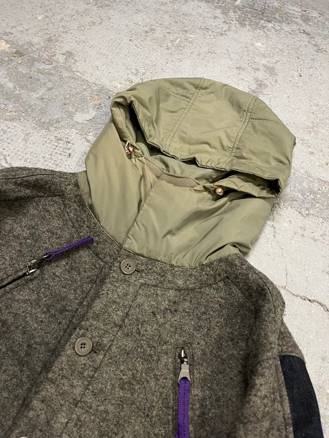 1990s Marithé et François Girbaud Khaki Wool & Denim Sleeves Jacket  ujgayOS 4
