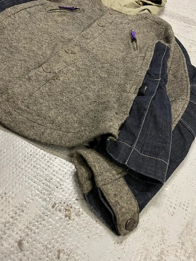 1990s Marithé et François Girbaud Khaki Wool & Denim Sleeves Jacket  ujgayOS 5