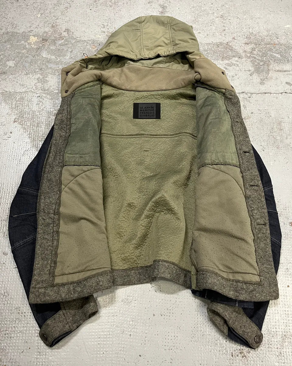 1990s Marithé et François Girbaud Khaki Wool & Denim Sleeves Jacket  ujgayOS 7