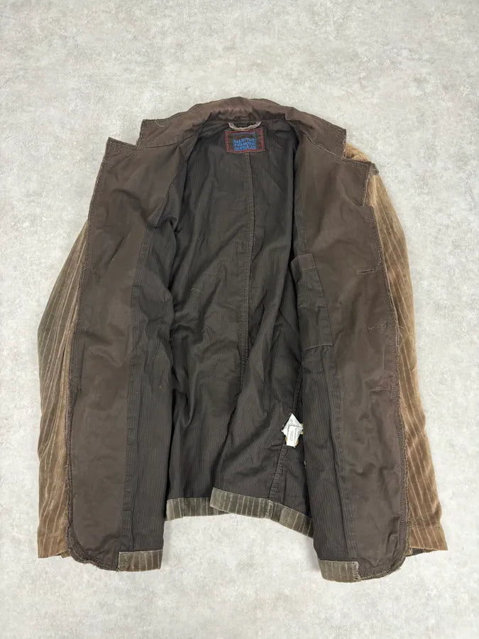 1990s Marithé & François Girbaud Taupe Corduroy Embroidered Multi-Pocket Blazer Jacket fKfGoHq 6