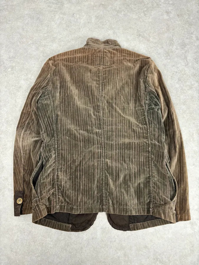 1990s Marithé & François Girbaud Taupe Corduroy Embroidered Multi-Pocket Blazer Jacket fKfGoHq 4