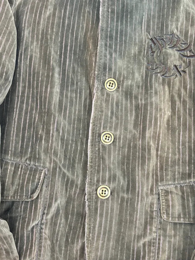 1990s Marithé & François Girbaud Taupe Corduroy Embroidered Multi-Pocket Blazer Jacket fKfGoHq 10