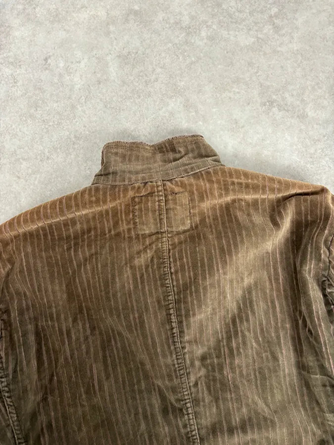 1990s Marithé & François Girbaud Taupe Corduroy Embroidered Multi-Pocket Blazer Jacket fKfGoHq 5