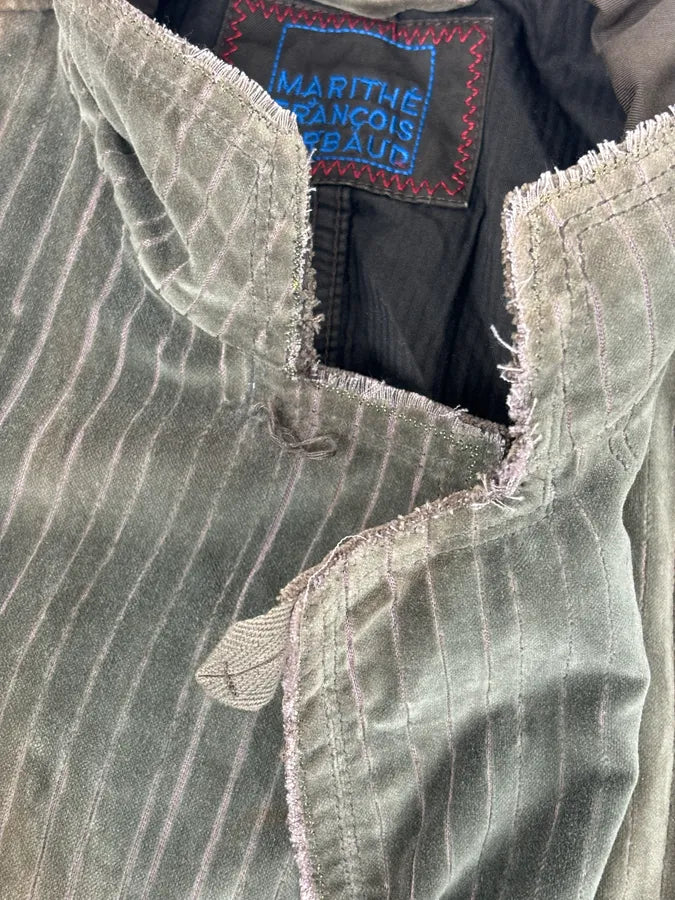1990s Marithé & François Girbaud Taupe Corduroy Embroidered Multi-Pocket Blazer Jacket fKfGoHq 8