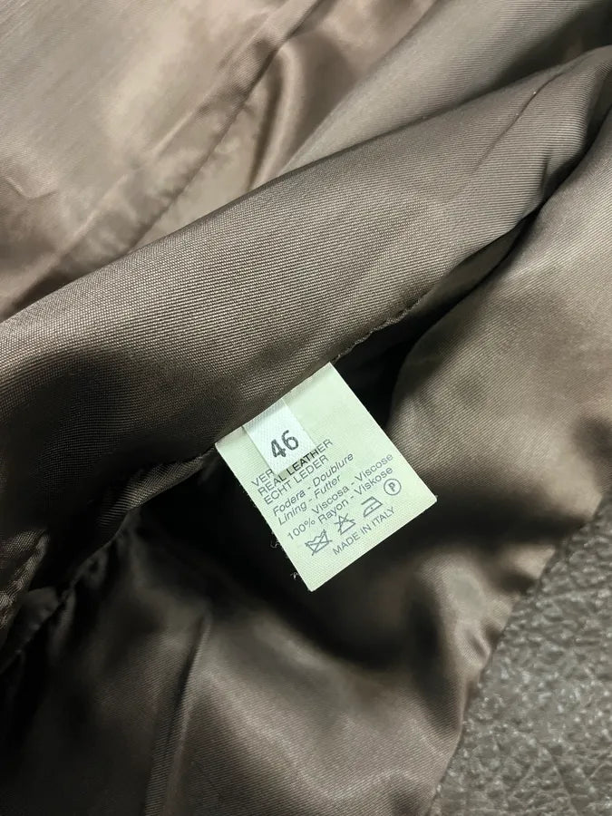 1990s Massimo Rebecchi Textured Brown Leather Blazer Jacket XJIOpbe 10