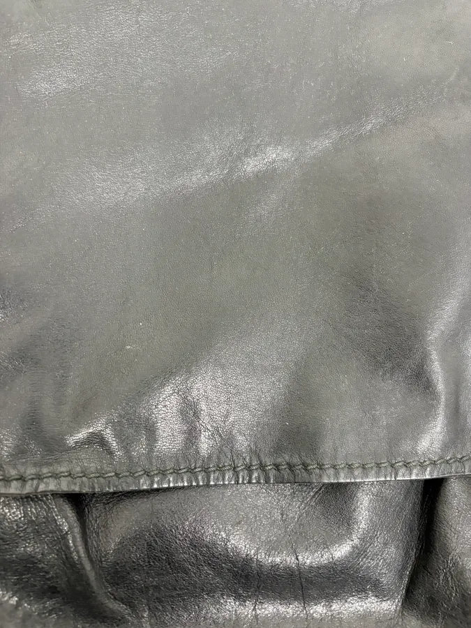 1990s Miu Miu Black Minimalist Leather Messenger Bag VEJLMWP 7