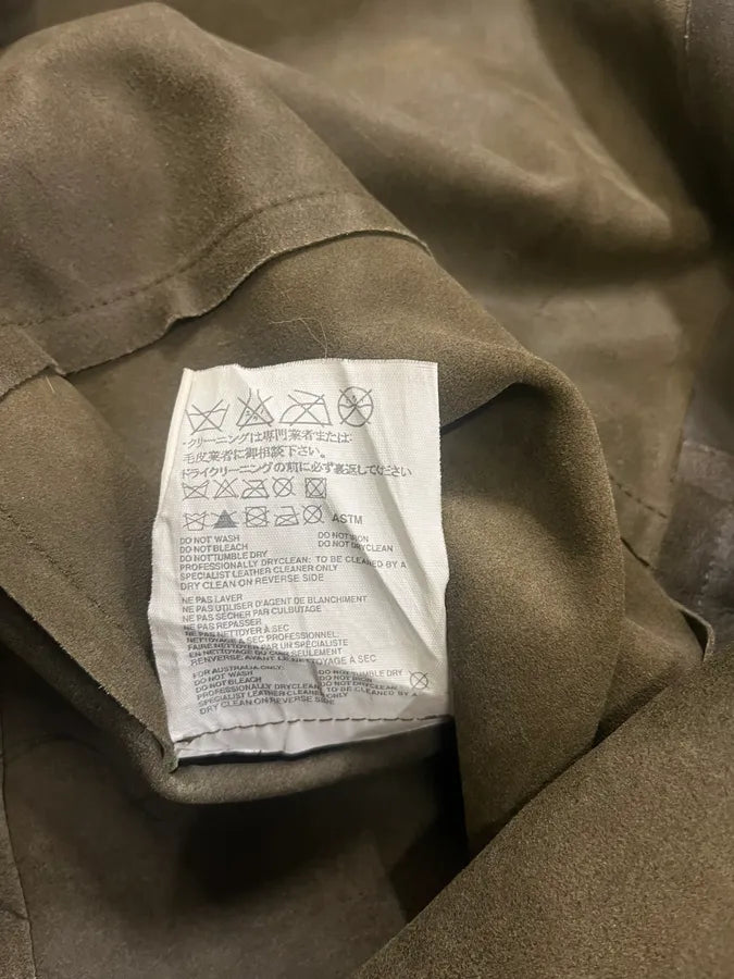 1990s Miu Miu Military Brown Suede Leather Trucker Jacket lKLDNiG 11